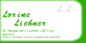 lorinc lichner business card